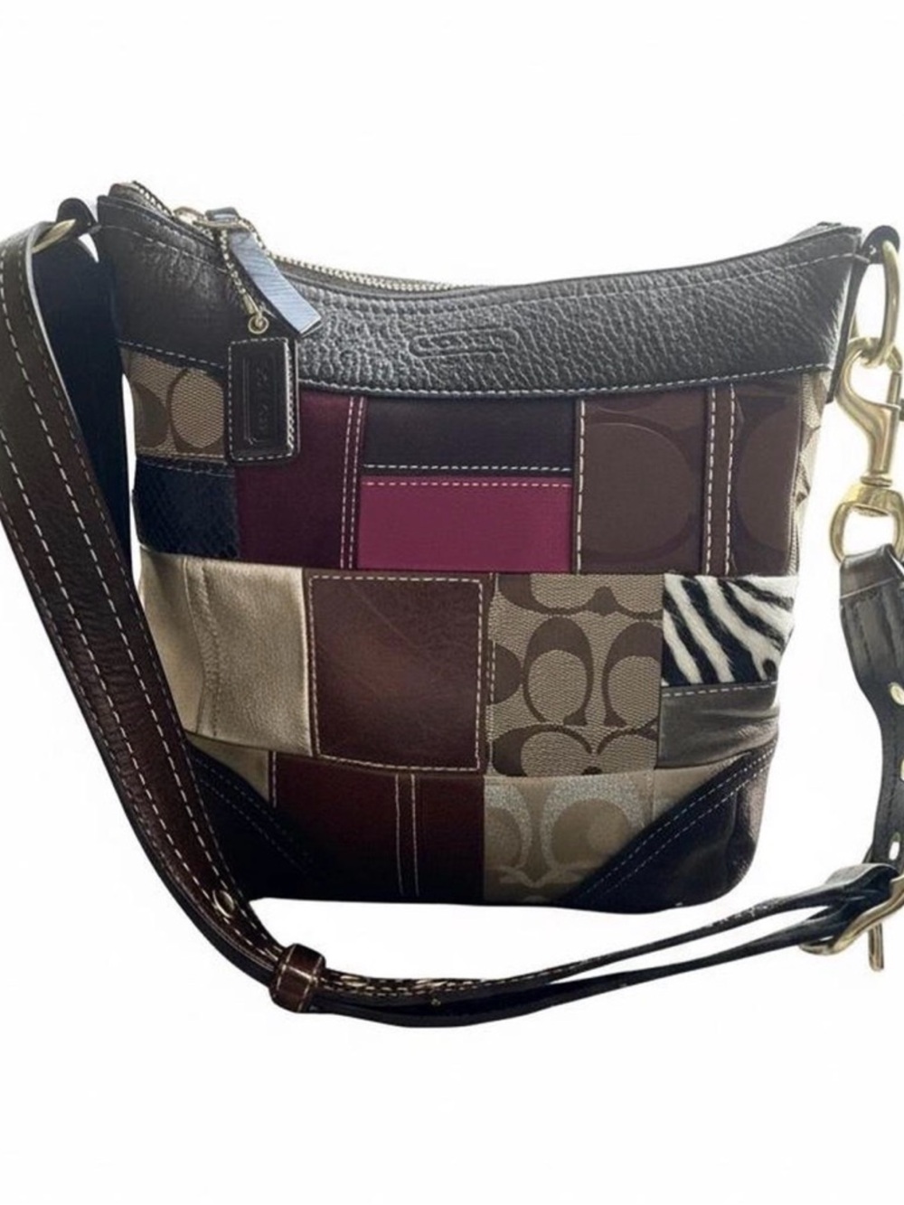 Coach Patchwork Crossbody Bag in Brown, Tan, Cream, Burgundy, Black